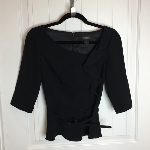 White House Black Market Tops - White House Black Market black blouse belt sz 0